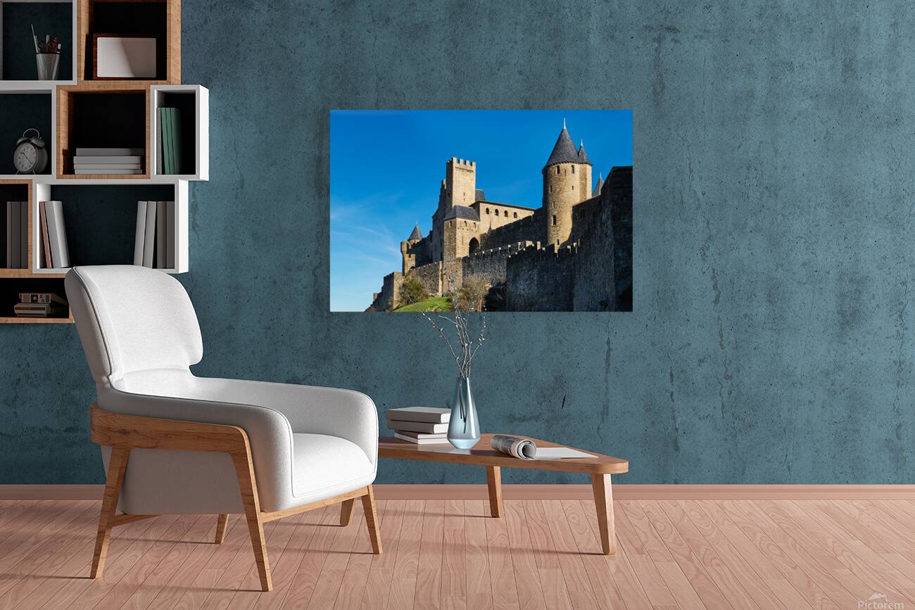 Visit to the famous castle of Carcassonne in France on a clear d Reproduction
