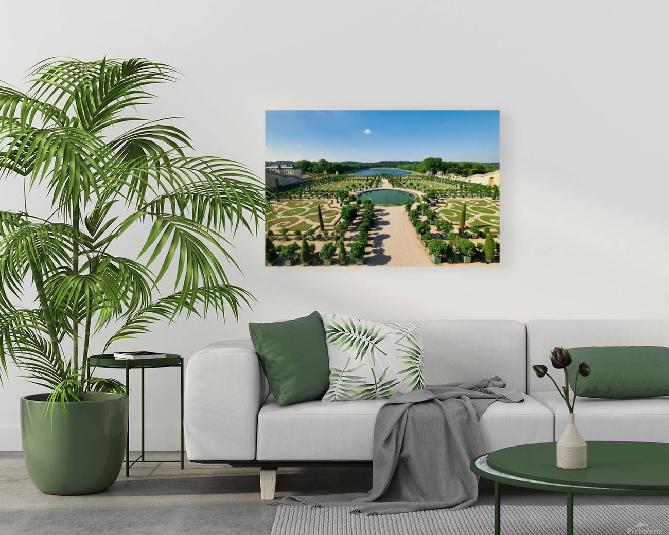 View of the gardens at Palace of Versailles in Paris France Reproduction