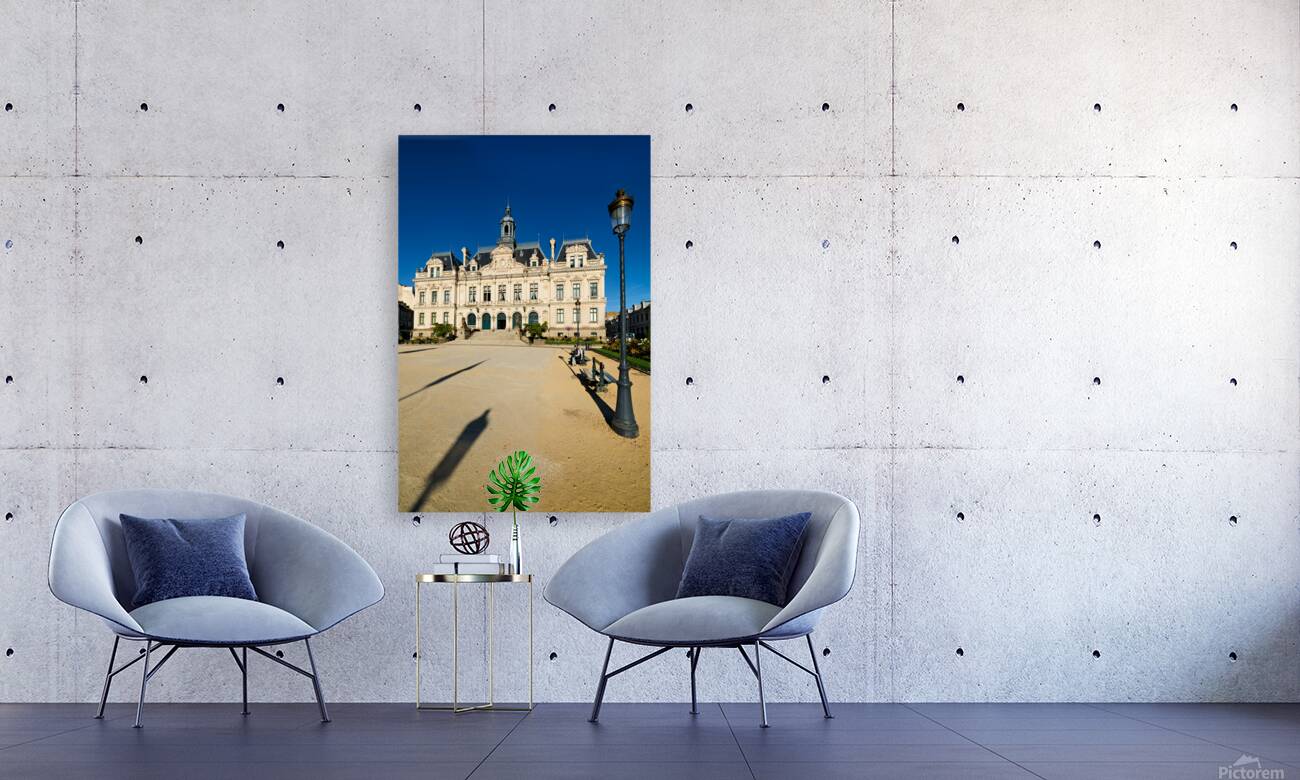 Vannes town hall stands in square on a sunny day in Brittany Fr Reproduction