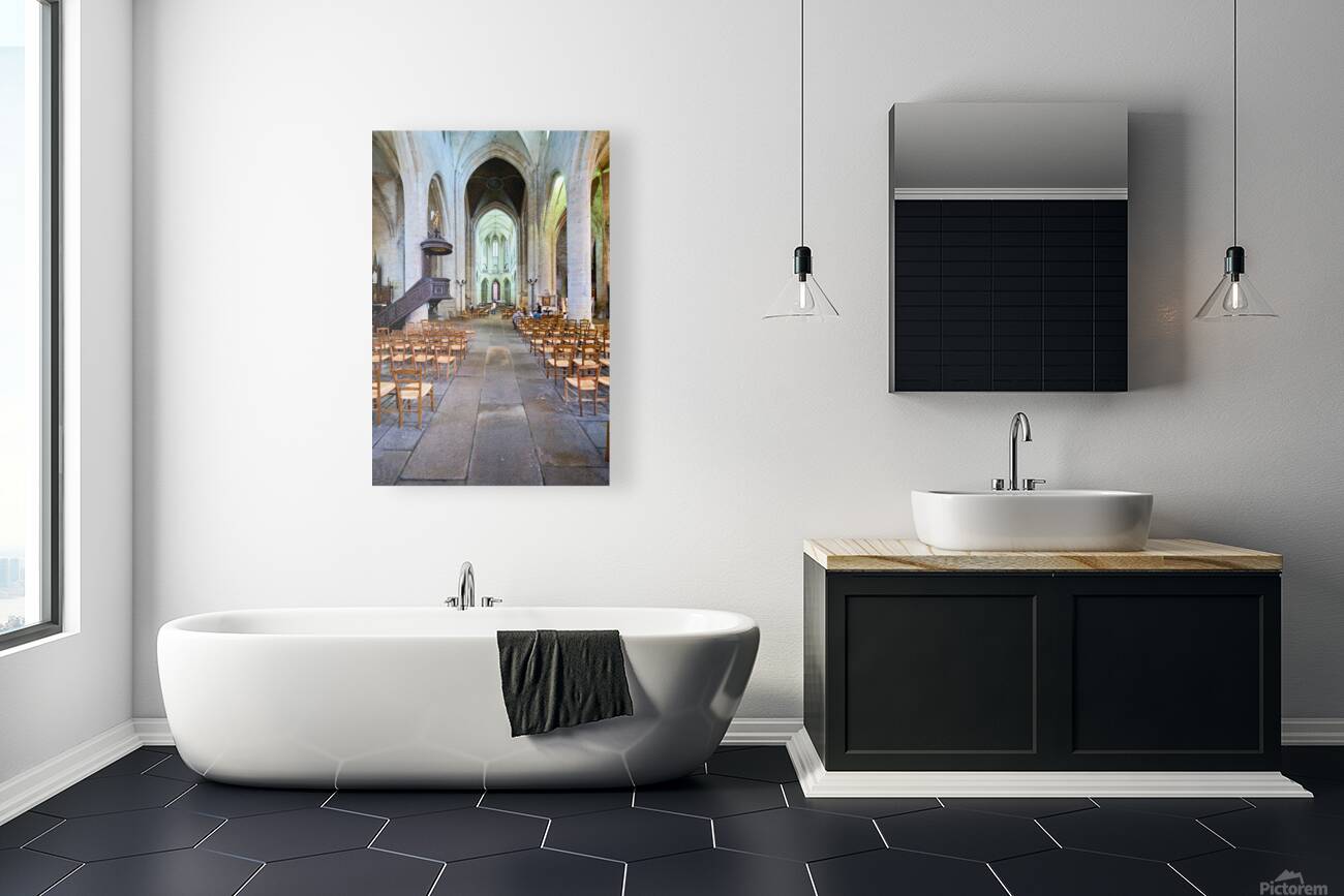 Visit to Eglise Saint Malo in Dinan Brittany France with empty c Reproduction