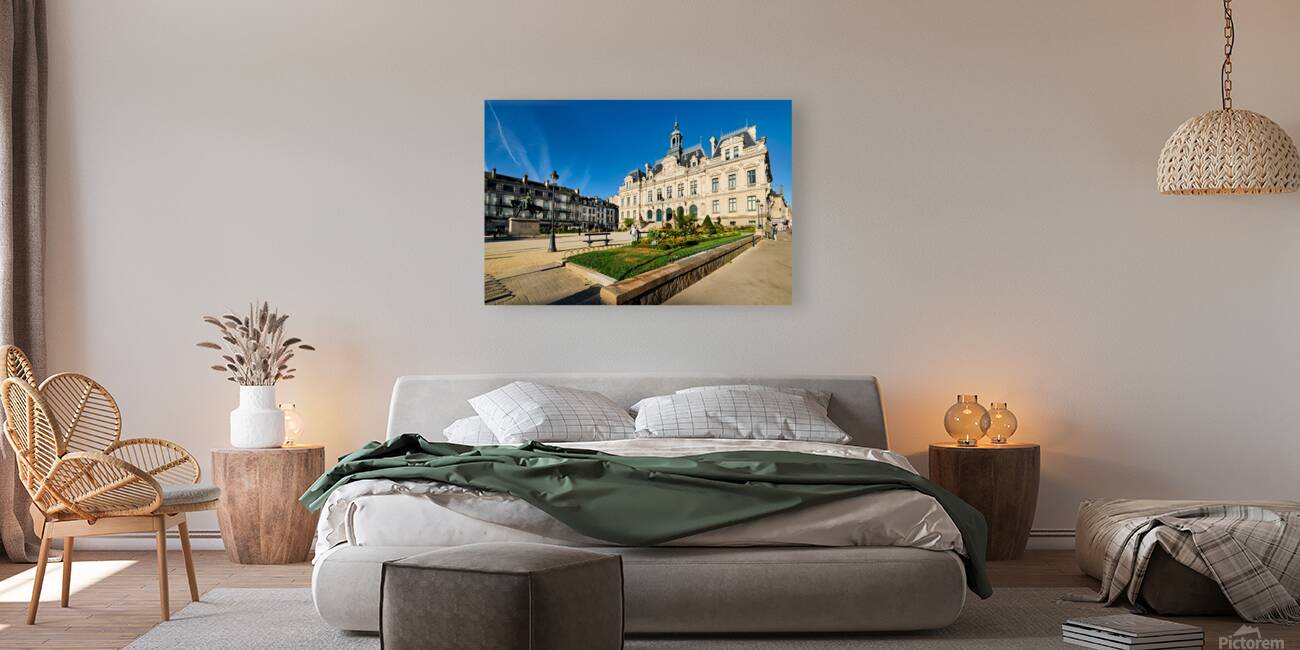 Vannes town hall in Brittany France with nearby park and buildin Reproduction