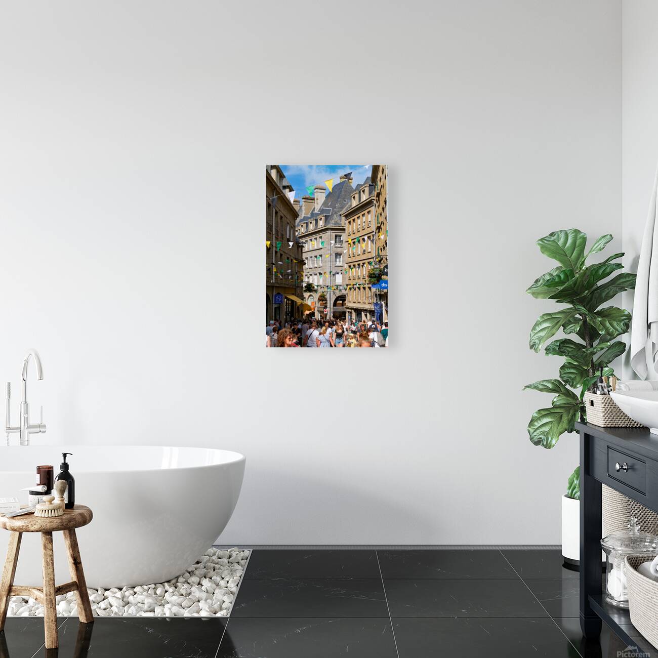 Busy streets in old town of Saint Malo in Brittany France Reproduction