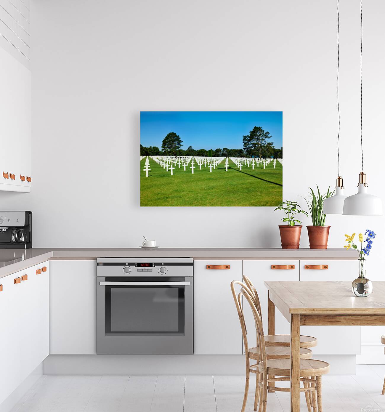 Grave markers at Normandy American Cemetery in Colleville sur Me Reproduction