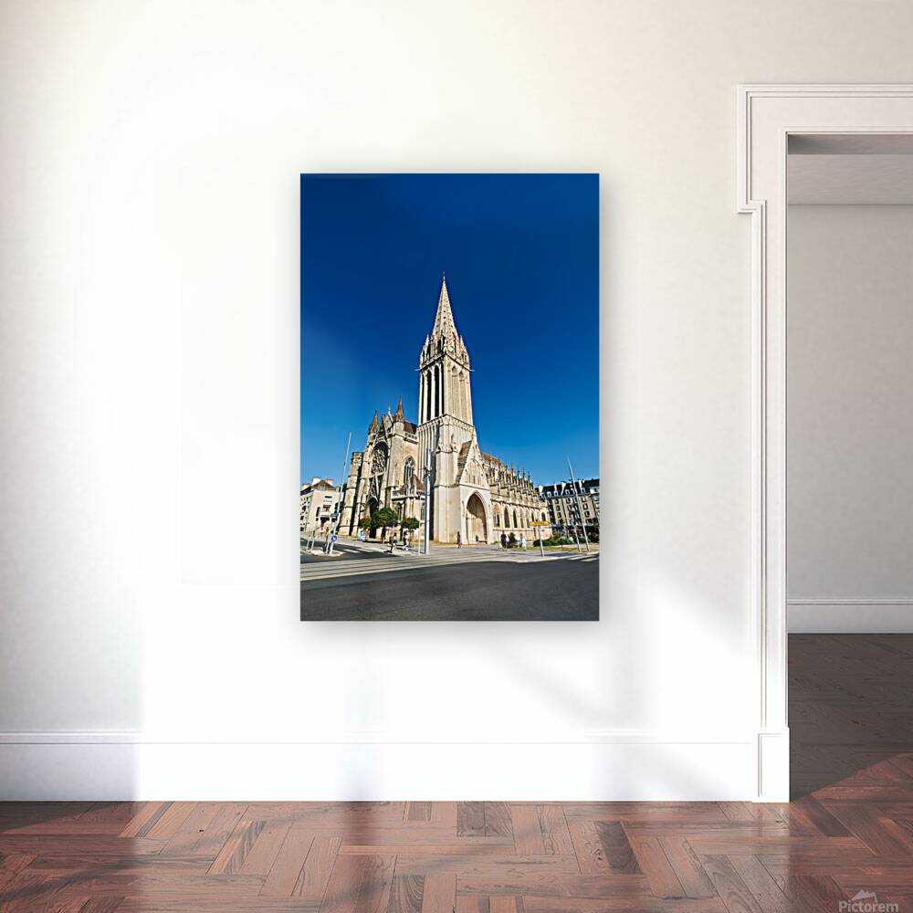 People walk near Saint Pierre church in Caen Normandy Reproduction