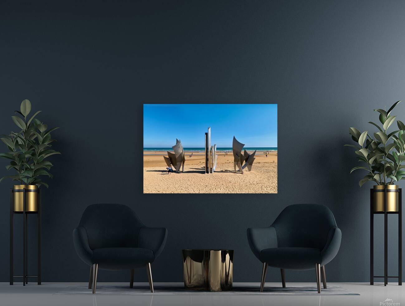 Visit to Omaha Beach in Normandy France with memorial sculpture Reproduction