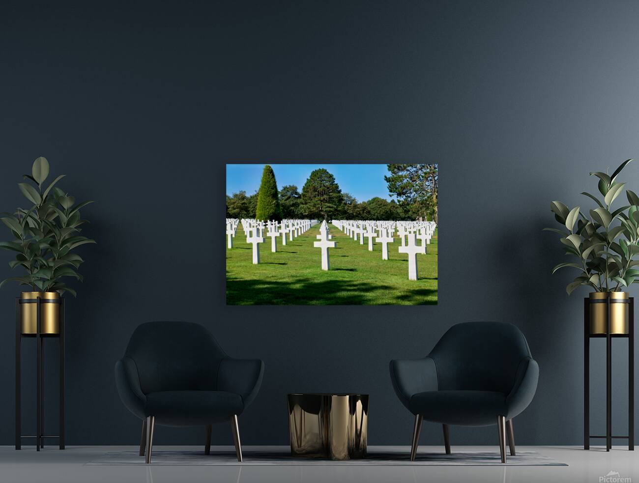 Grave markers at Normandy American Cemetery in Colleville sur Me Reproduction