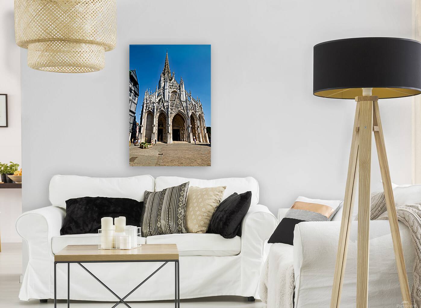 Saint Maclou church in Rouen Normandy with clear blue sky Reproduction