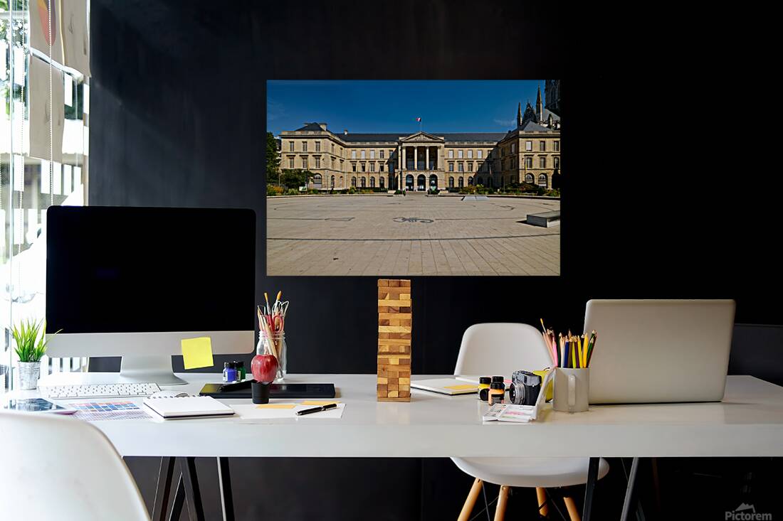 Rouen Town Hall in Normandy with clear blue sky Reproduction