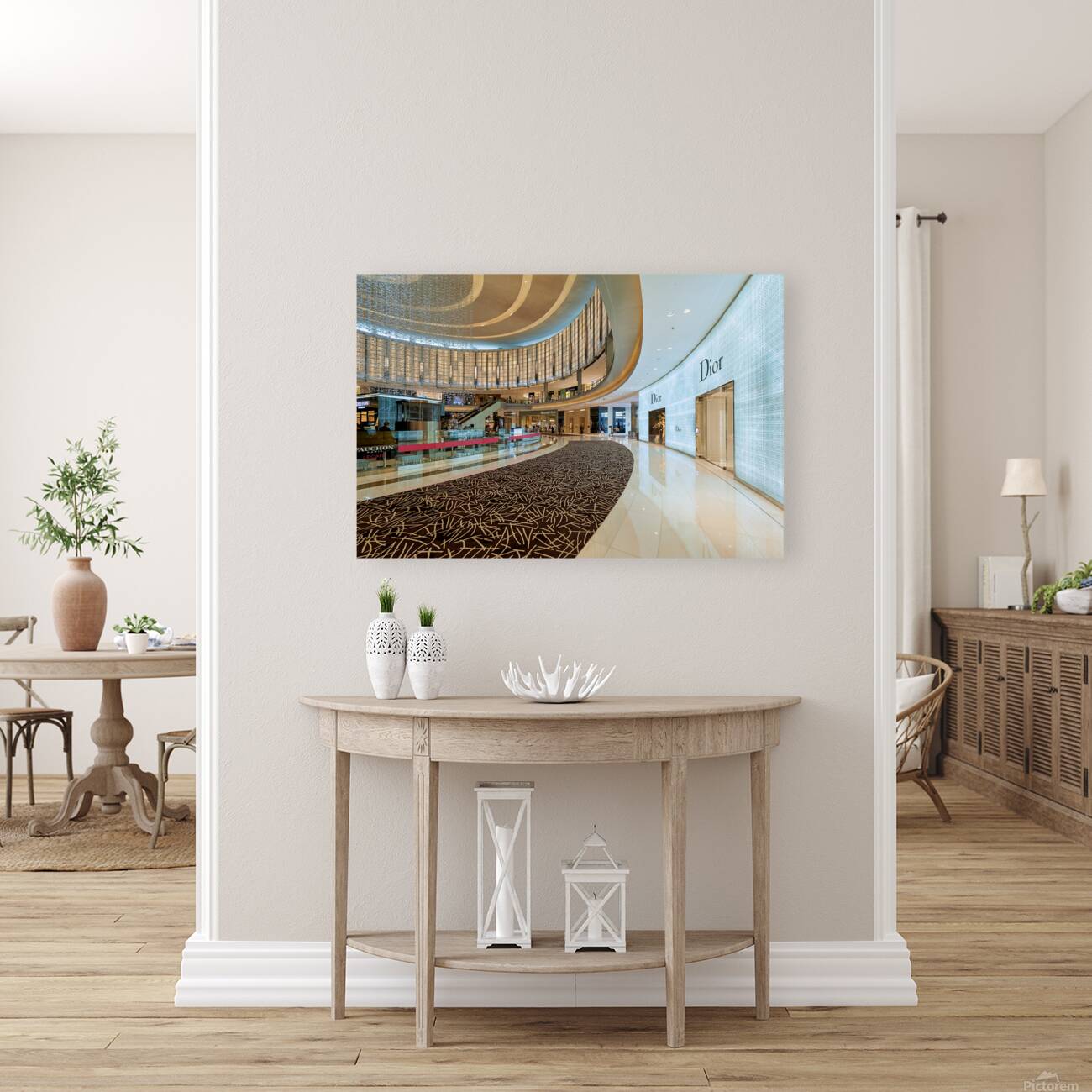 Luxury shopping mall in Dubai with designer stores and cafe Reproduction