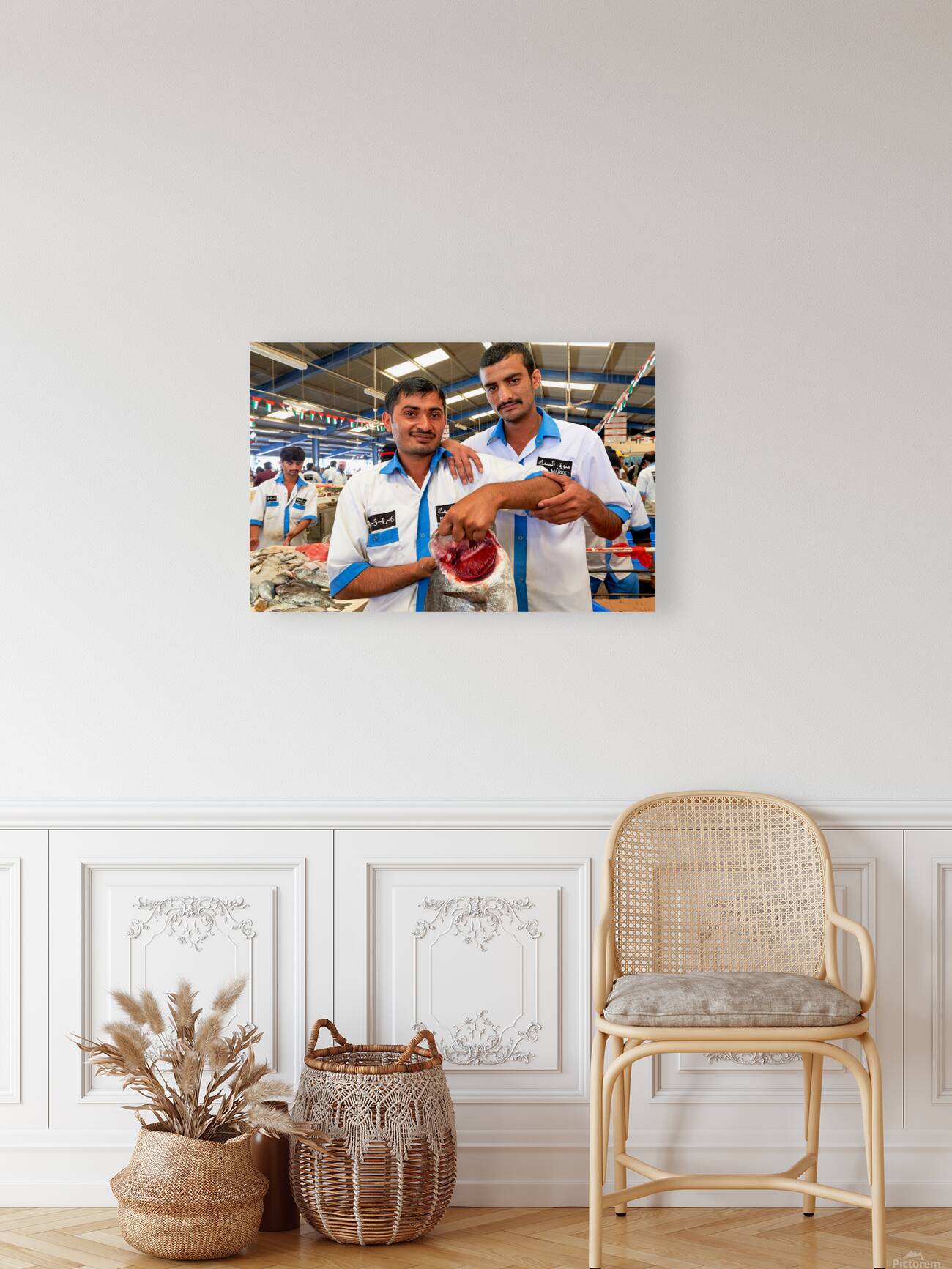 Fishmongers show fresh catch at market in Dubai UAE Reproduction