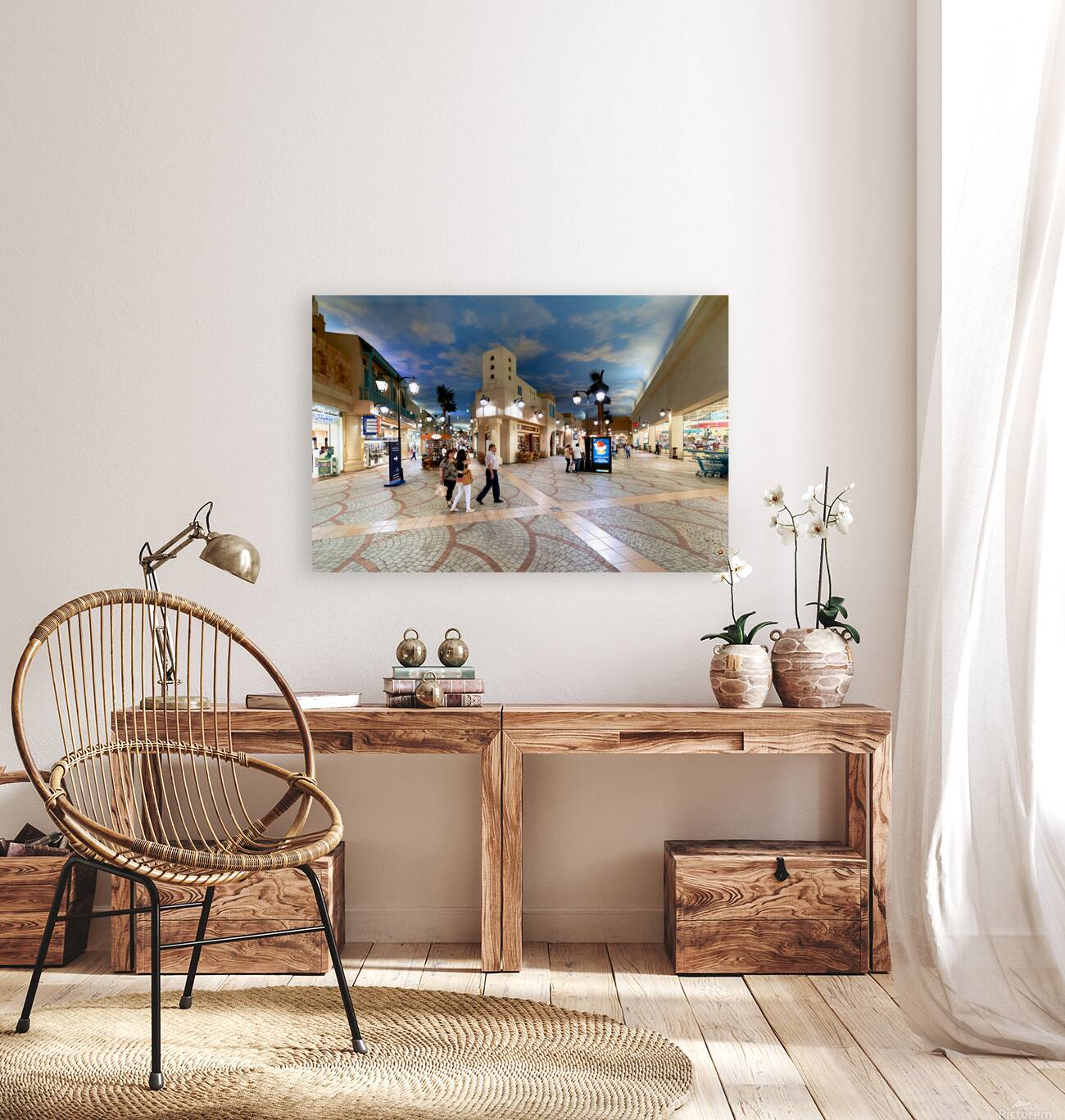 Shoppers stroll through a mall mimicking Dubais outdoor streets Reproduction