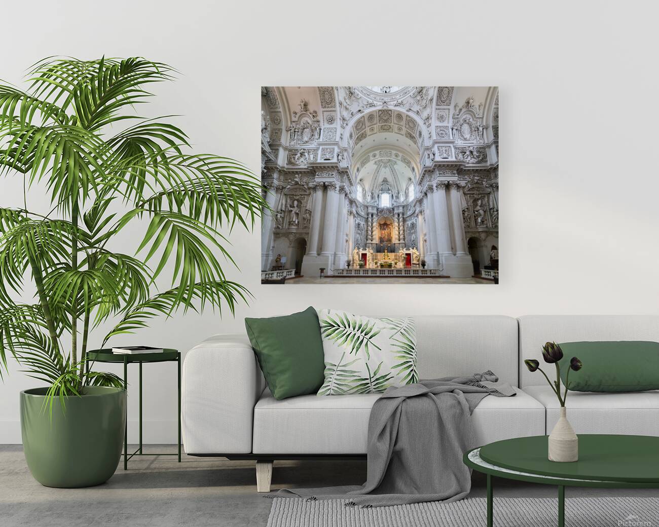 Church of St. Cajetan in Munich Germany shows Baroque style desi Reproduction