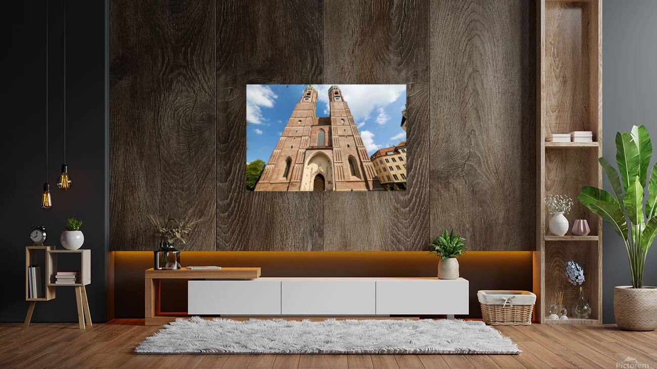 Dom cathedral in Munich Bavaria with clear sky and tall towers Reproduction