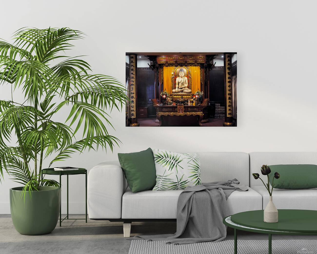 Buddha statue in ornate temple in Shanghai China Reproduction