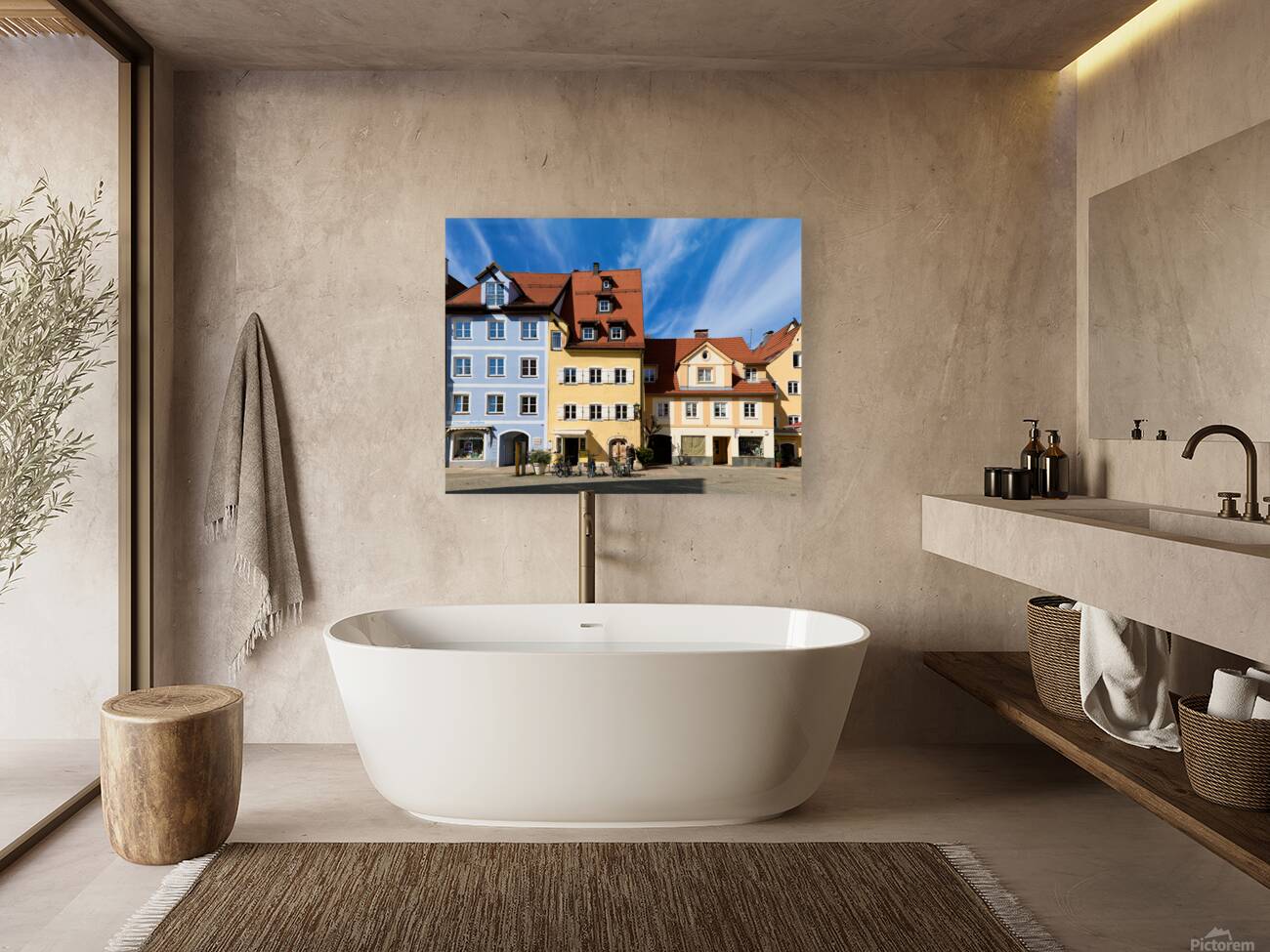 Colorful houses in Fussen along the Romantic Road in Bavaria Reproduction