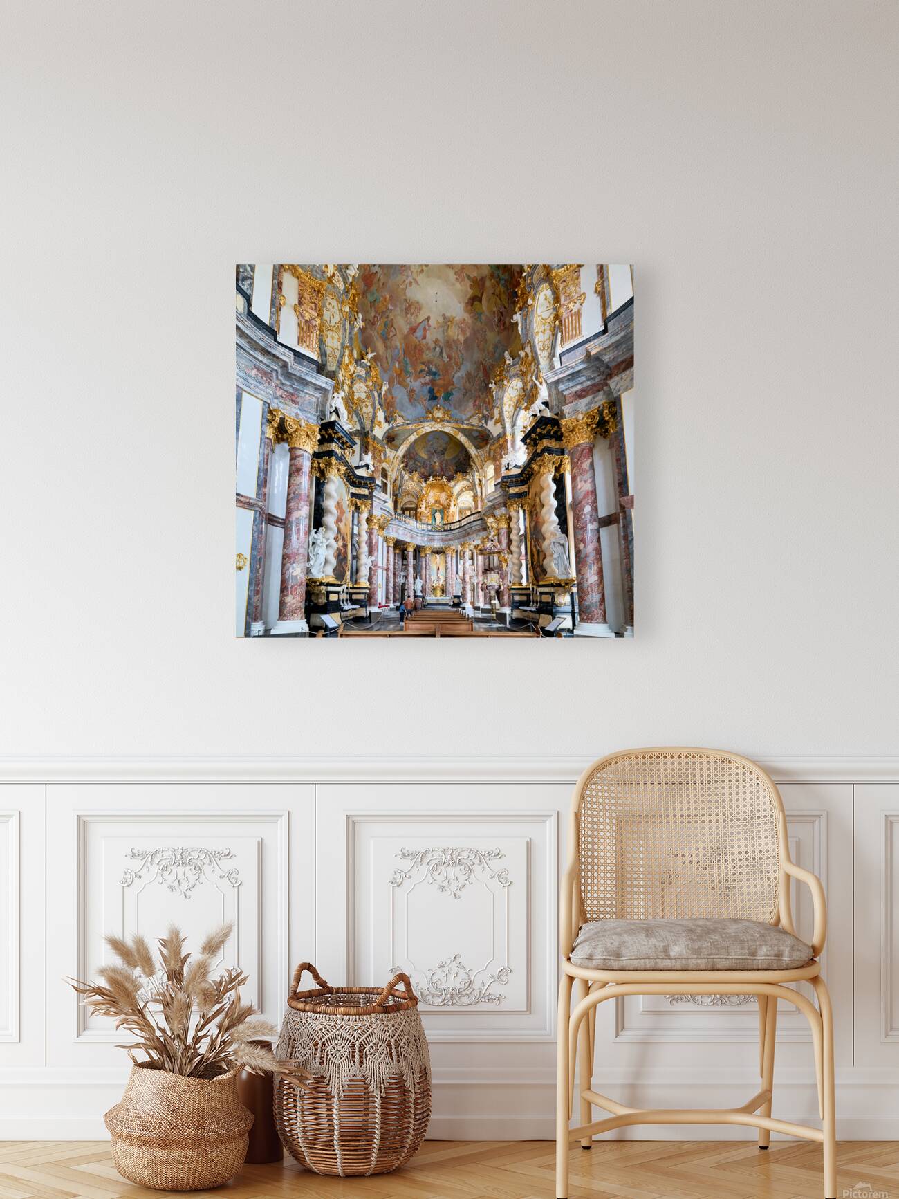 Hofkirche court church in Wurzburg along the Romantic Road in Ba Reproduction