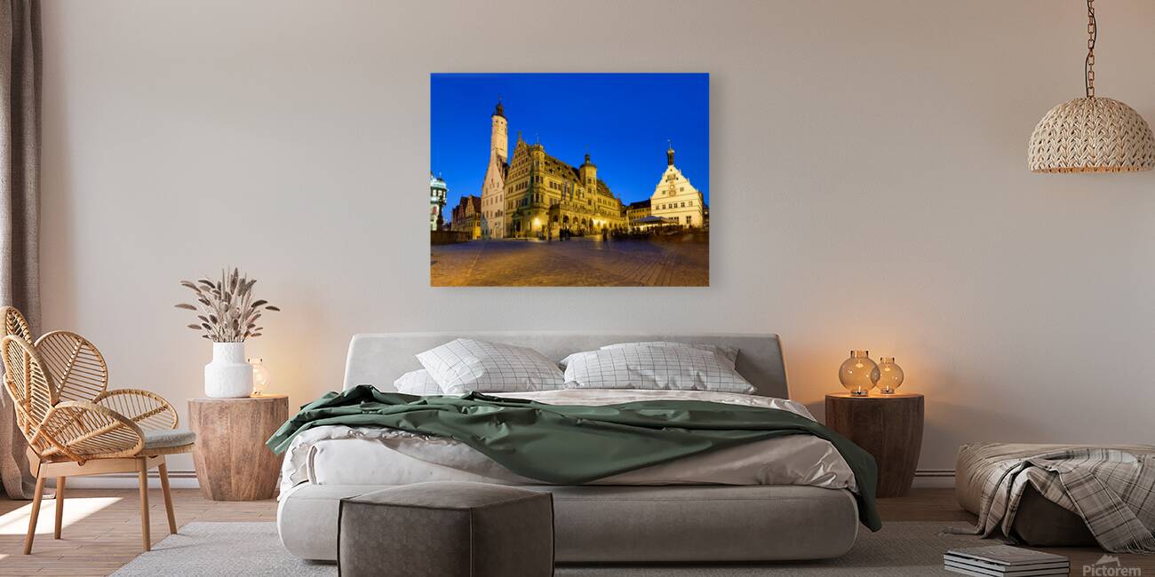 Market square at sunset in Rothenburg ob der Tauber Germany Reproduction