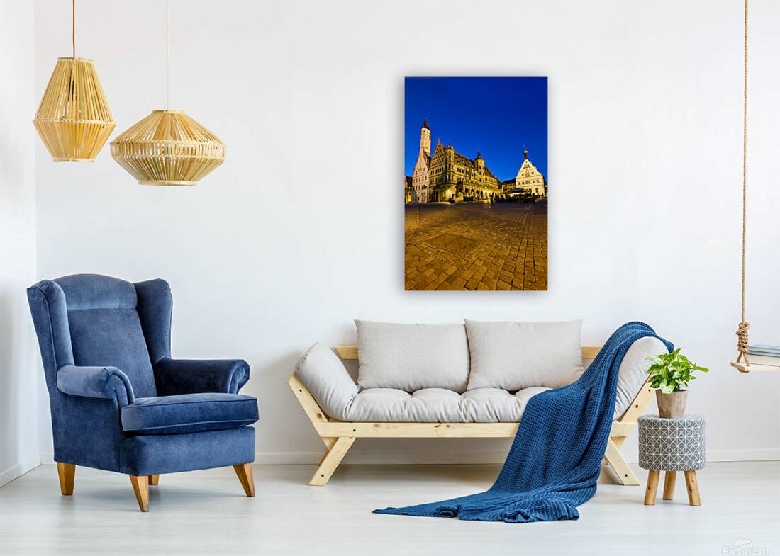 Market square in Rothenburg ob der Tauber during sunset Reproduction