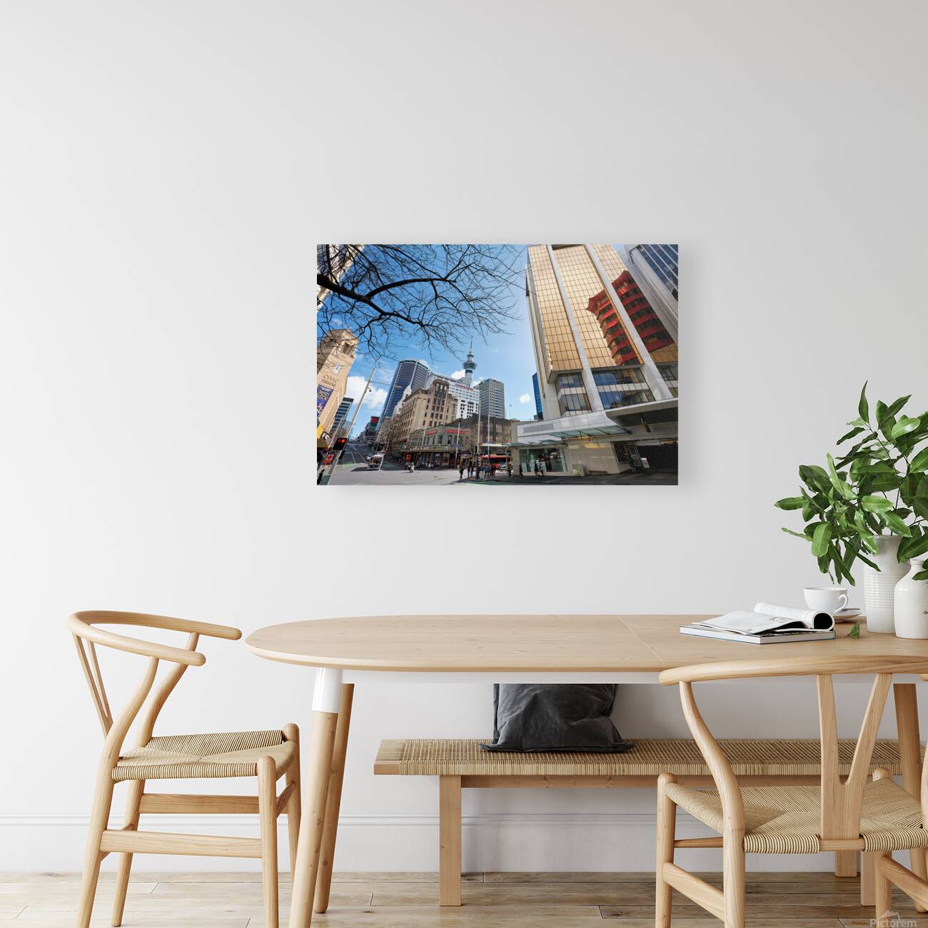 Modern architecture and Sky Tower in Auckland New Zealand Reproduction