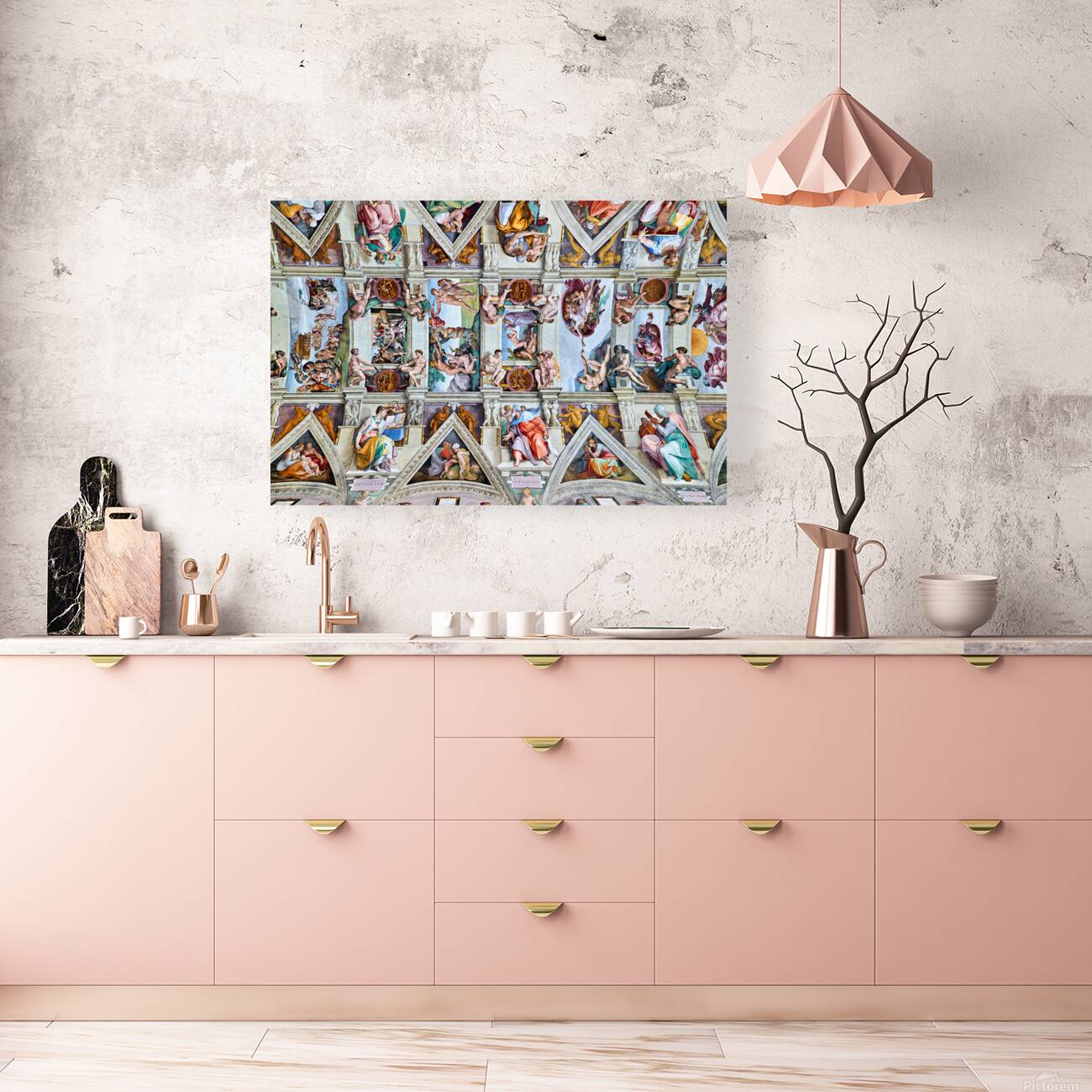 Michelangelo ceiling painting at Vatican Museums in Rome Reproduction