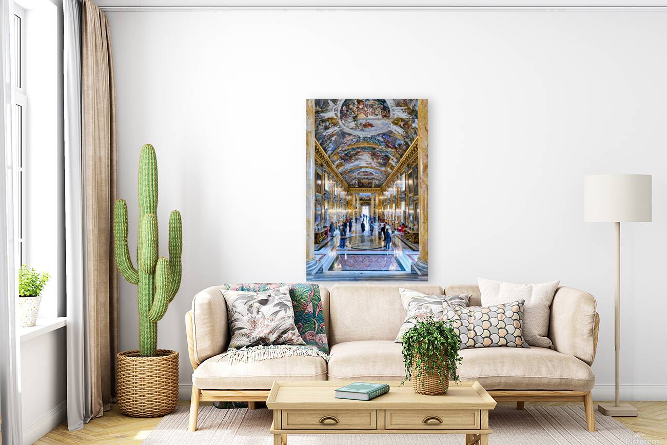 Visitors explore the Great Hall of Colonna Art Gallery in Rome Reproduction