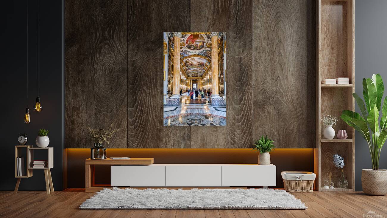 Visitors explore the Great Hall at Colonna Art Gallery in Rome Reproduction