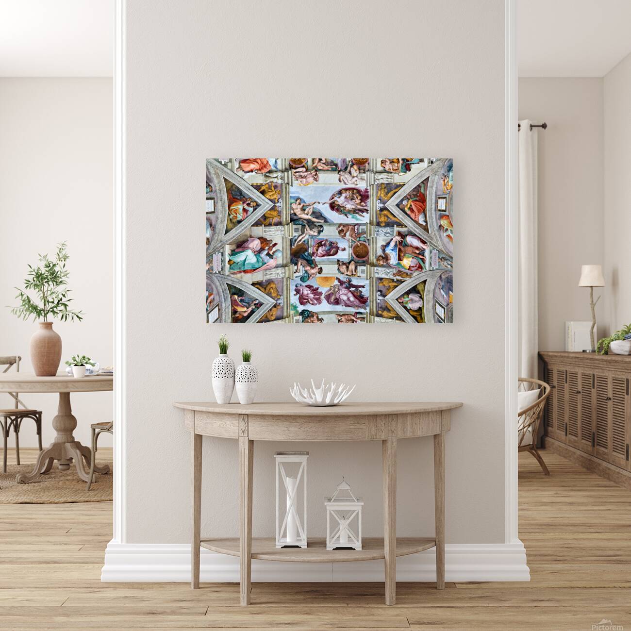 Famous ceiling of Sistine Chapel in Vatican Museums in Rome Reproduction