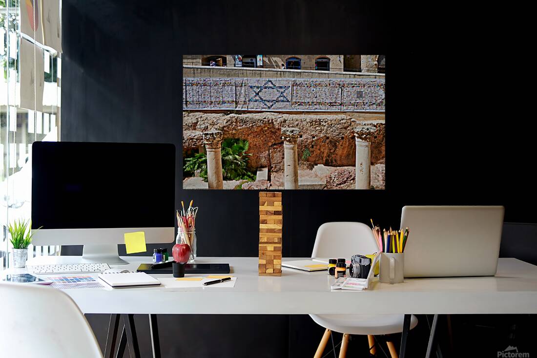 Roman columns in the Jewish quarter of Jerusalem Israel Reproduction