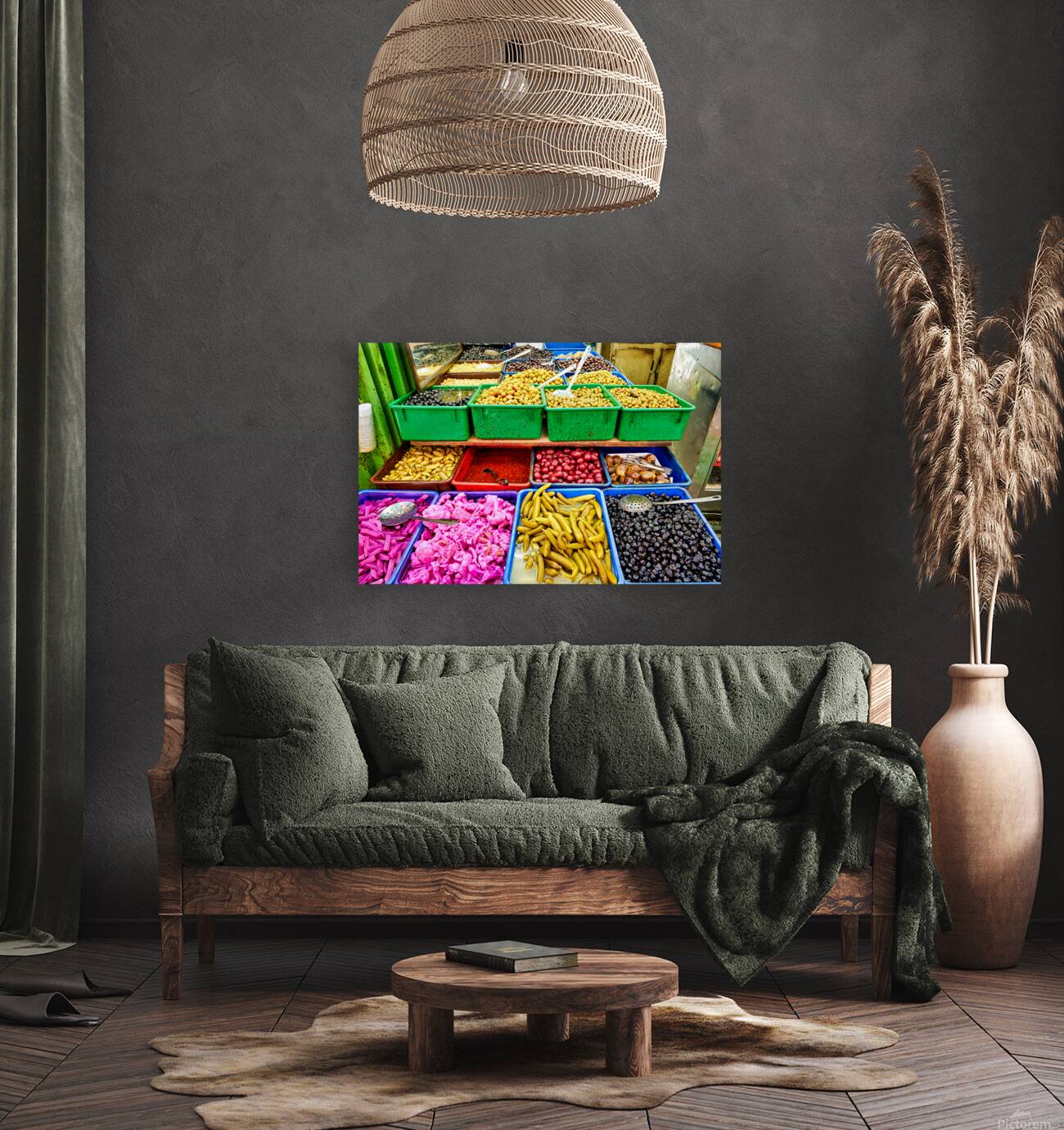 Pickles and olives for sale in market in old city of Jerusalem Reproduction