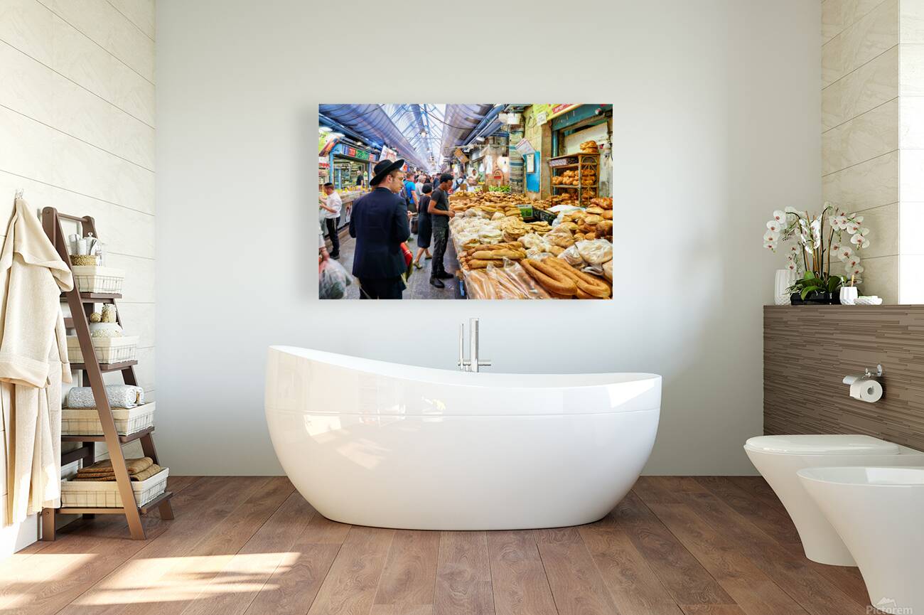 Visitors explore Mahane Yehuda Market in Jerusalem during daytim Reproduction