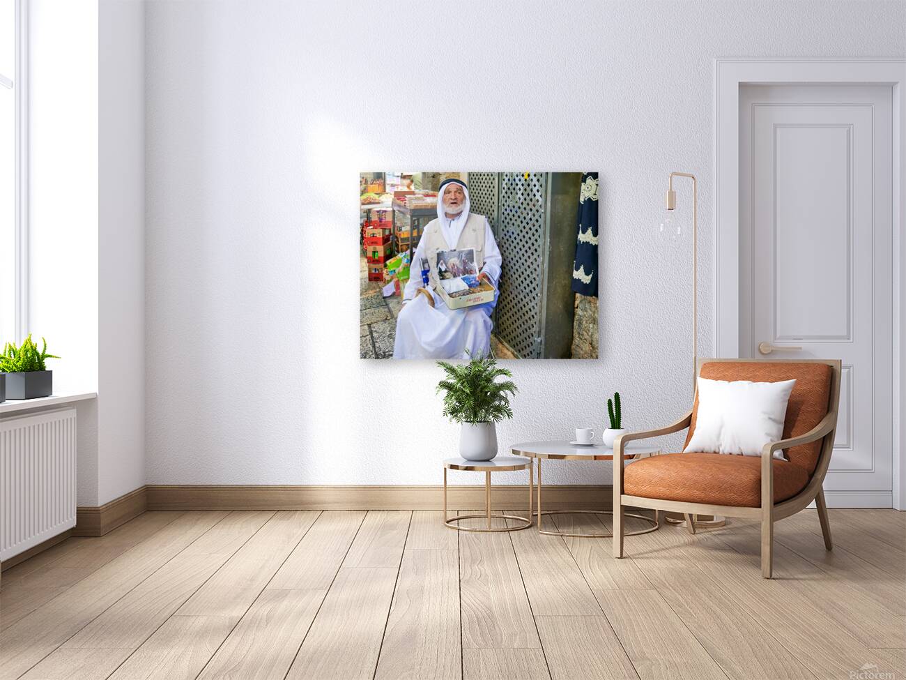 Beggar in the old city of Jerusalem seeks help from passersby Reproduction