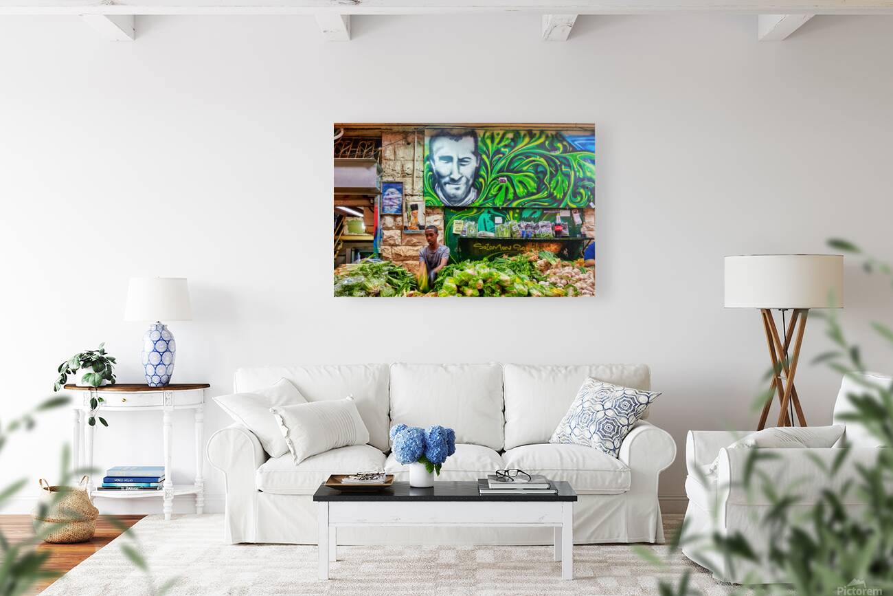 Fresh produce and activity in Mahane Yehuda Market Jerusalem Reproduction