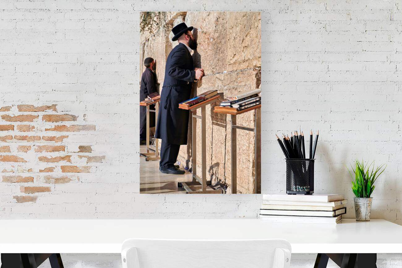 Prayers at the western wall in jerusalem Reproduction