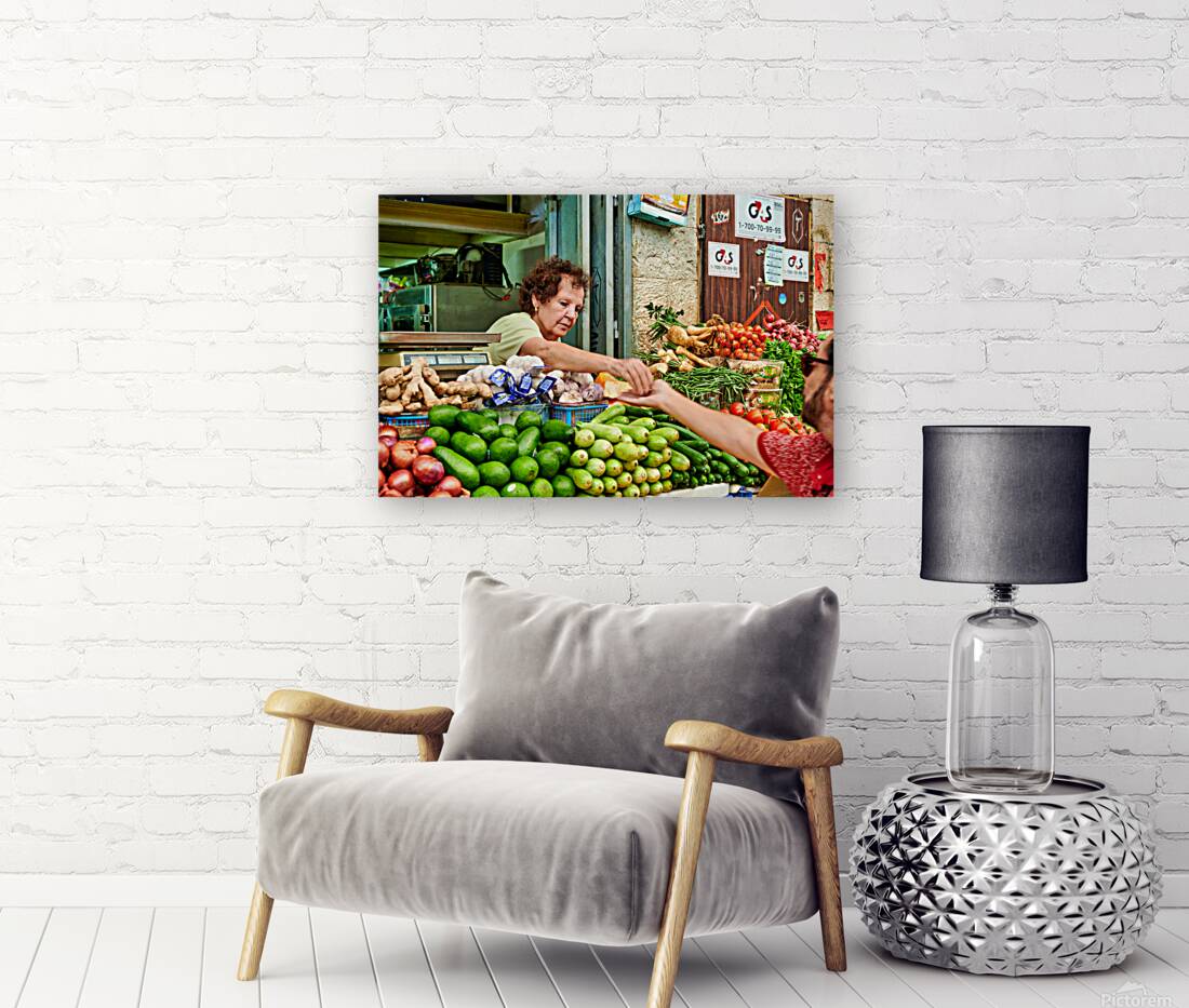 Local vendor sells fresh produce in Mahane Yehuda Market Reproduction