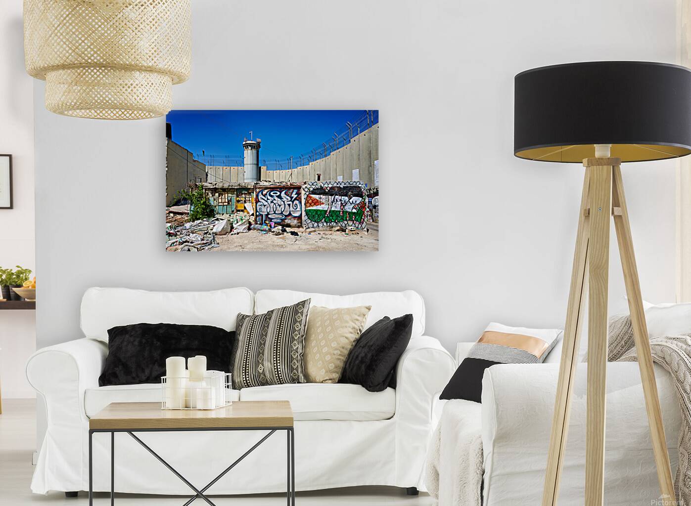 View of the west bank separation wall in Bethlehem with graffiti Reproduction