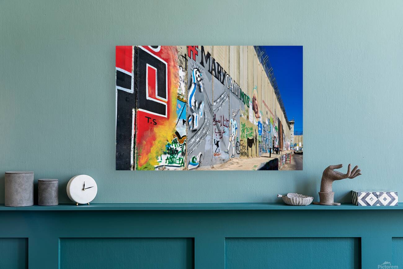 West bank separation wall with street art in Bethlehem Jerusale Reproduction