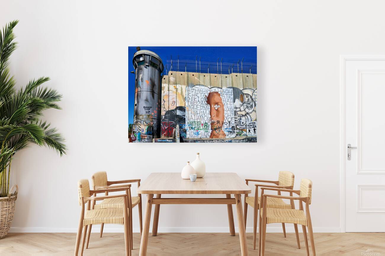 Wall and artwork near a guard tower in Bethlehem Jerusalem Reproduction