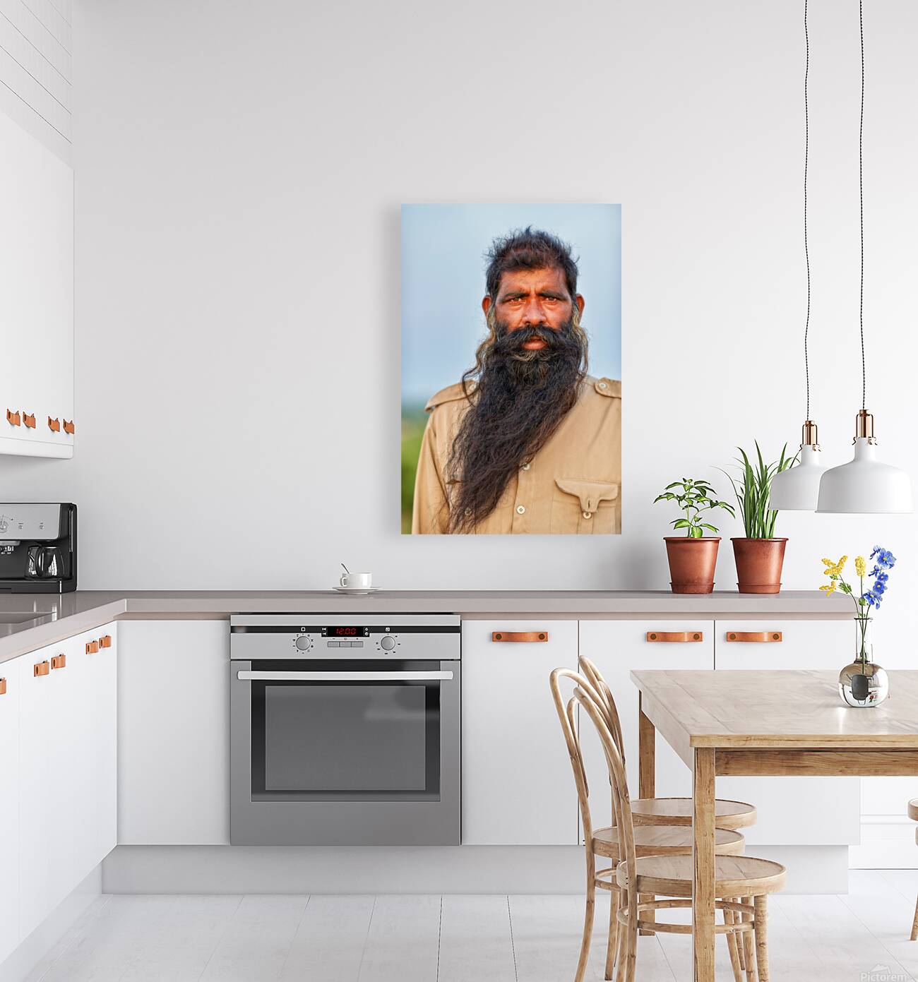 Portrait of a bearded man in Khimsar Rajasthan India Reproduction