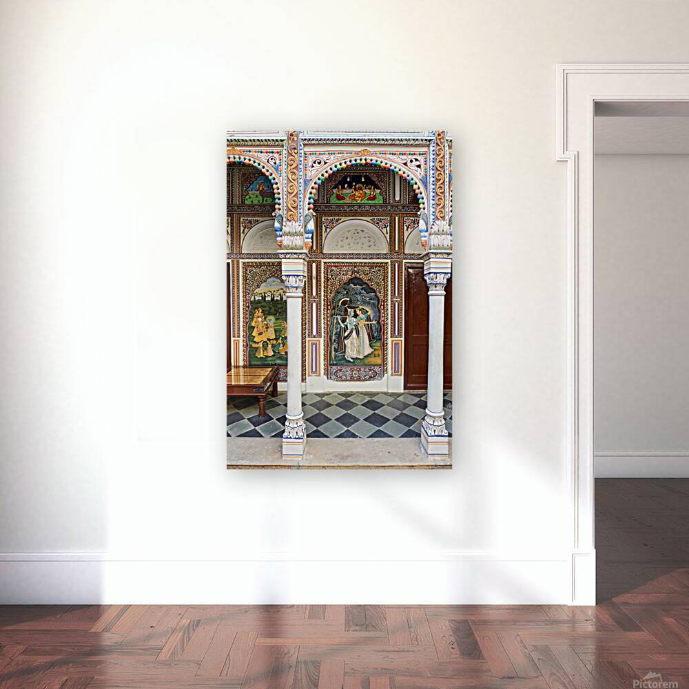 Decorated house walls in Mandawa Shekhawati region of Rajasthan Reproduction