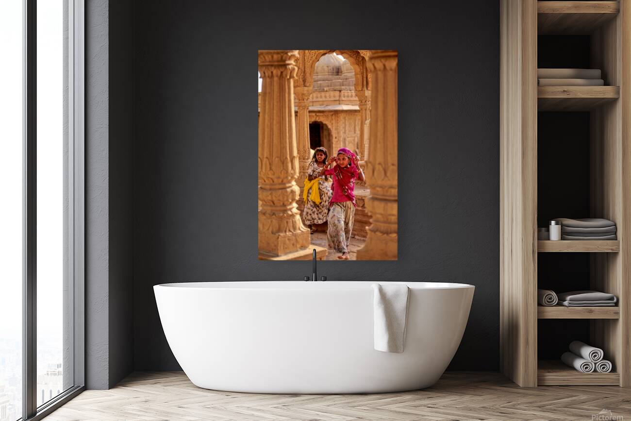 Girls playing in Jaisalmer Rajasthan during the evening light Reproduction