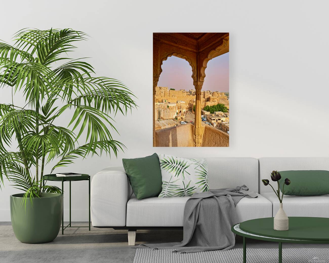 Walls of Jaisalmer glow at sunset in Rajasthan India Reproduction