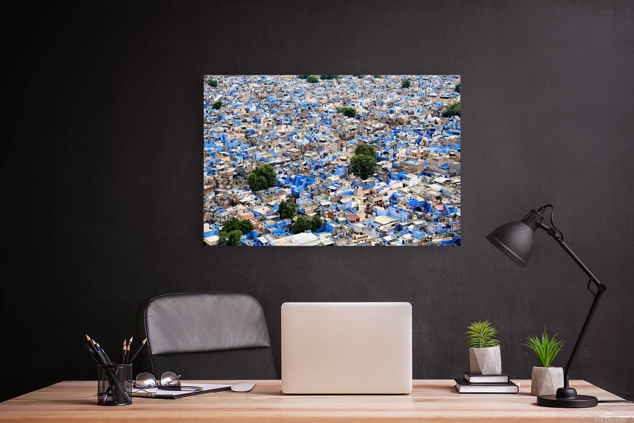 Cityscape view of blue houses in Jodhpur Rajasthan in India Reproduction