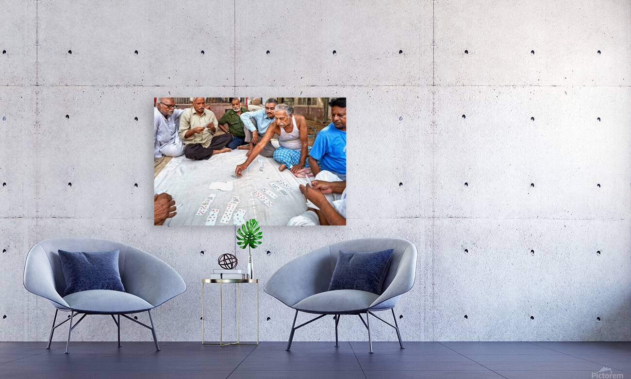 Men playing cards on the street in Bikaner Rajasthan during the Reproduction