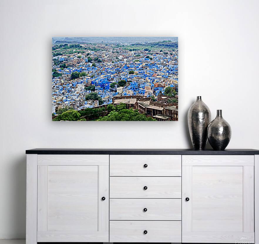 Cityscape view of blue buildings in Jodhpur Rajasthan Reproduction