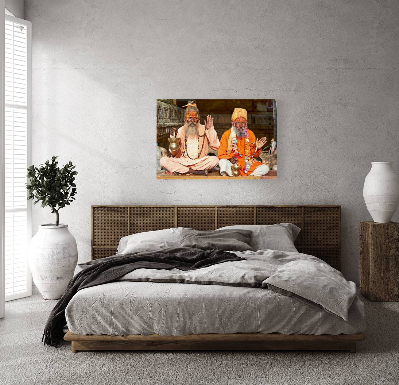 Sadhus sitting in Jaisalmer Rajasthan during a sunny day Reproduction