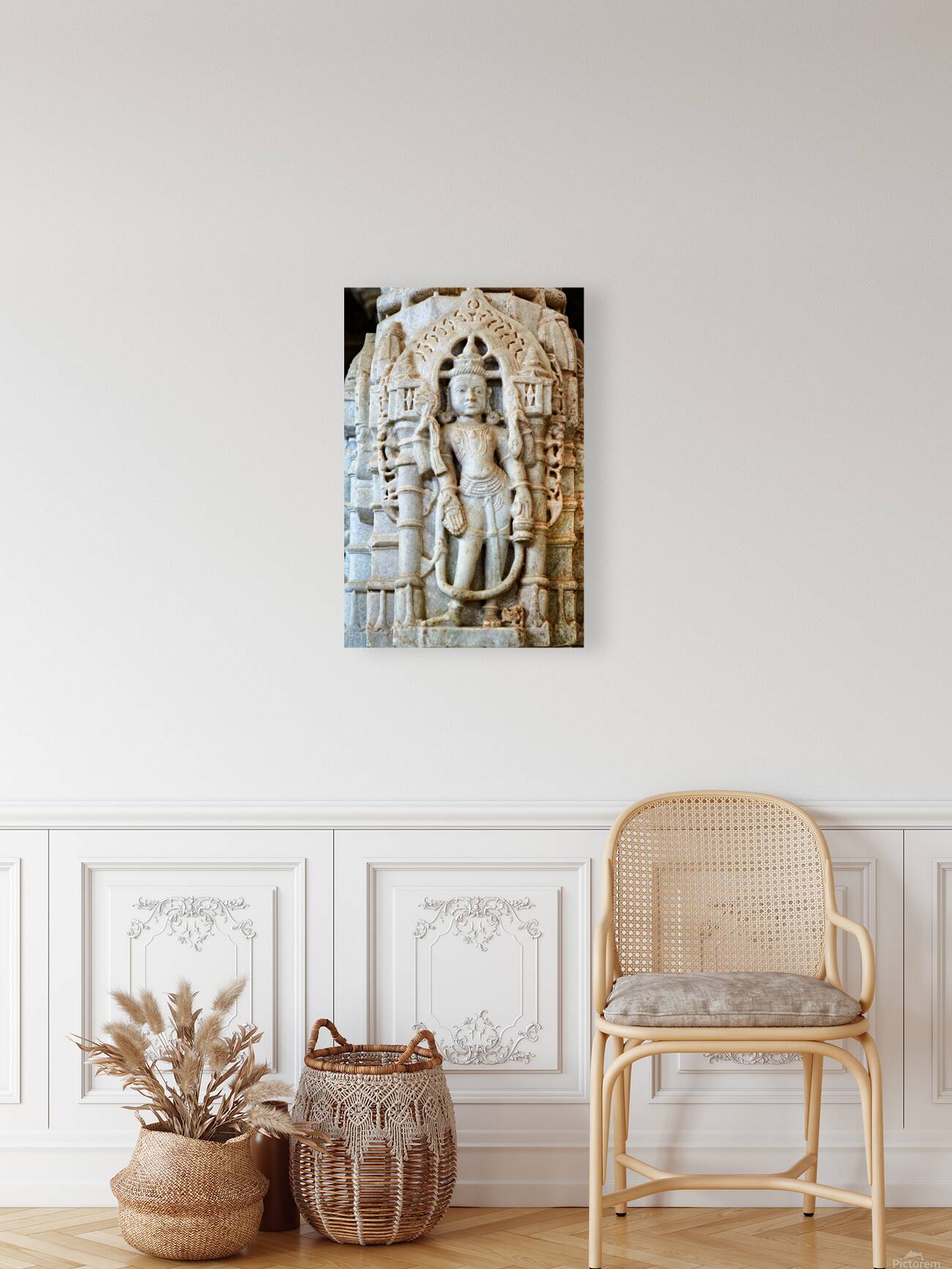 Carved statue inside Jain temples in Ranakpur Rajasthan Reproduction