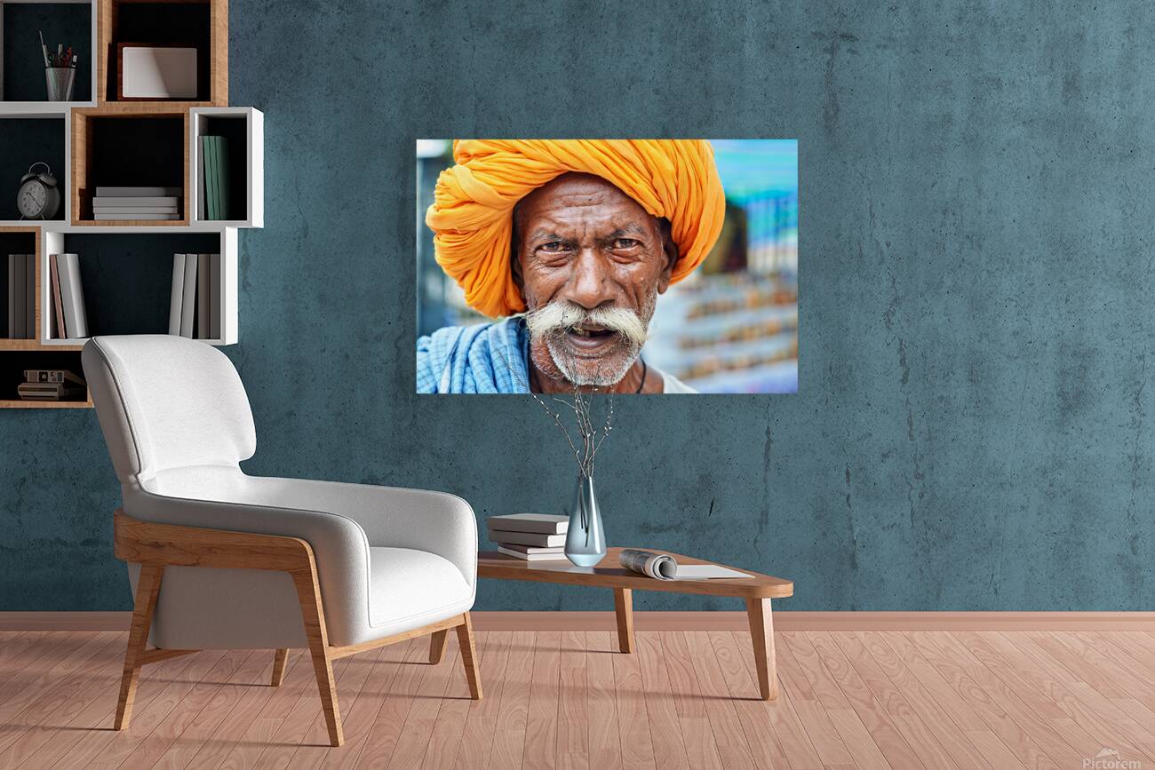 Old man in Bundi Rajasthan showing traditional culture and attir Reproduction