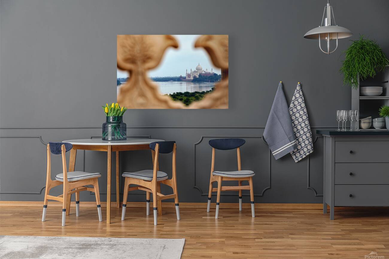 View of Taj Mahal Palace from a distance in Agra India Reproduction