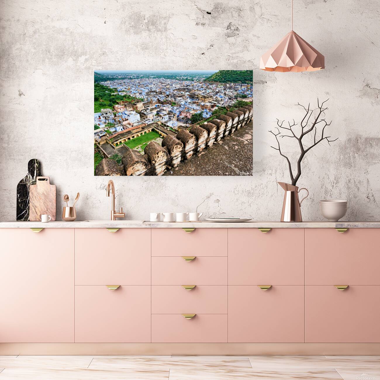 View from Taragarh Fort in Bundi Rajasthan showcasing city layo Reproduction