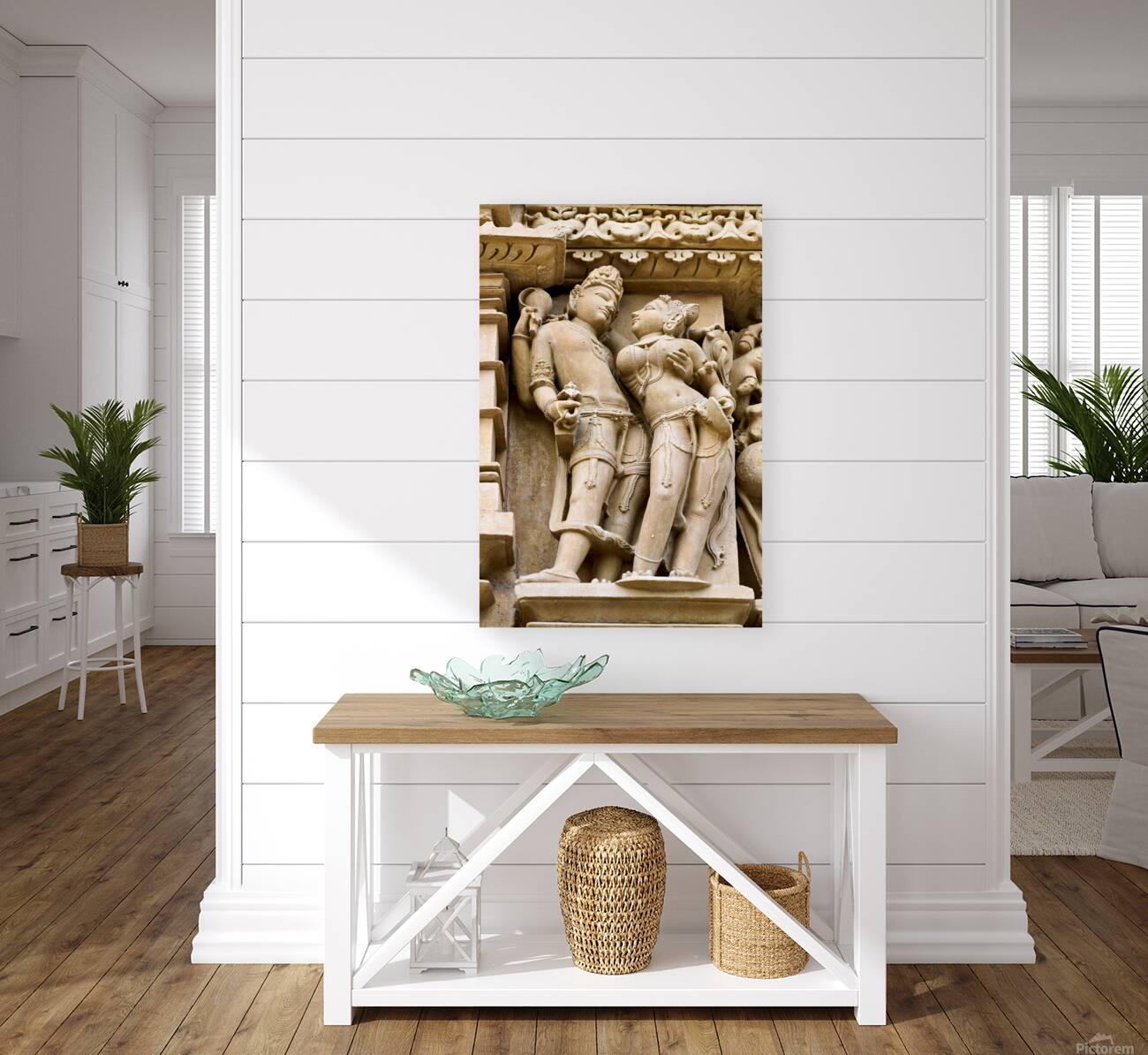 Hindu erotic sculptures at Khajuraho temples in Madhya Pradesh Reproduction